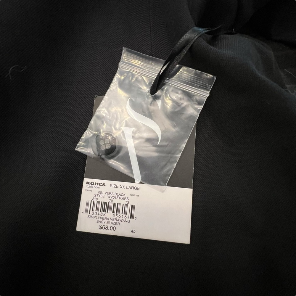 Simply Vera Vera Wang Women's Black Roll-Tab Relaxed Easy Blazer NEW $68 XXL - Picture 10 of 15